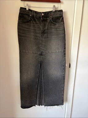 Reformation Washed Black Straight-Leg Denim Skirt